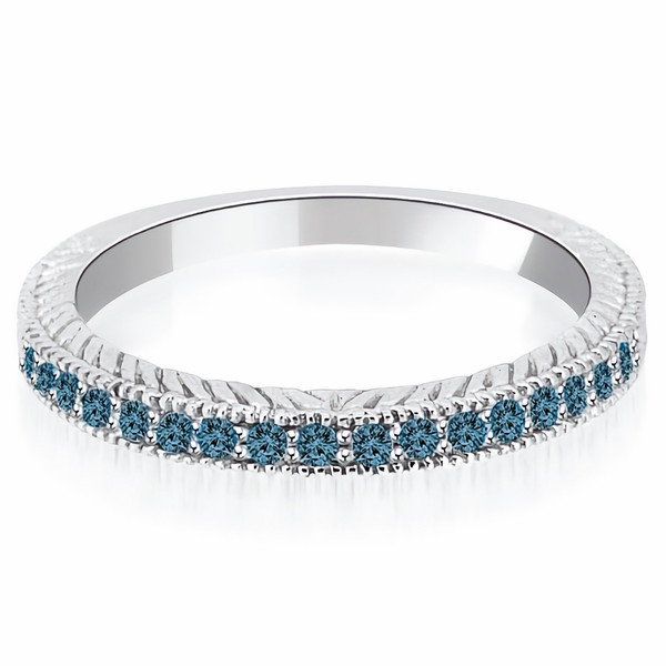 0.50ct Channel-Set Blue Diamond Wedding Ring