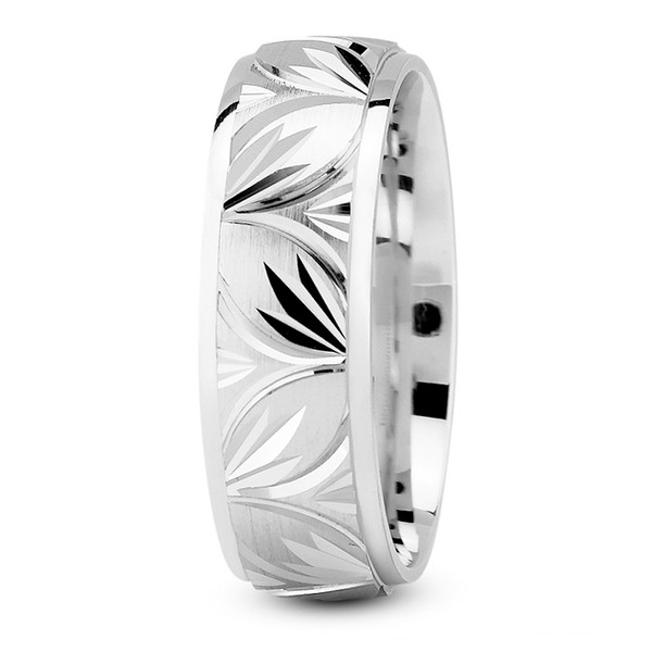 Brushed & Polished 18k Gold Wedding Band Men's Ring