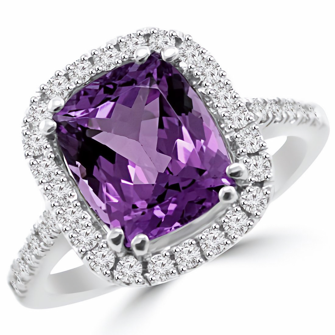 3.04 Carat Purple Amethyst Engagement Ring, With Black Diamonds 14K Black  Gold Vintage Style Unique Halo Handmade Certified