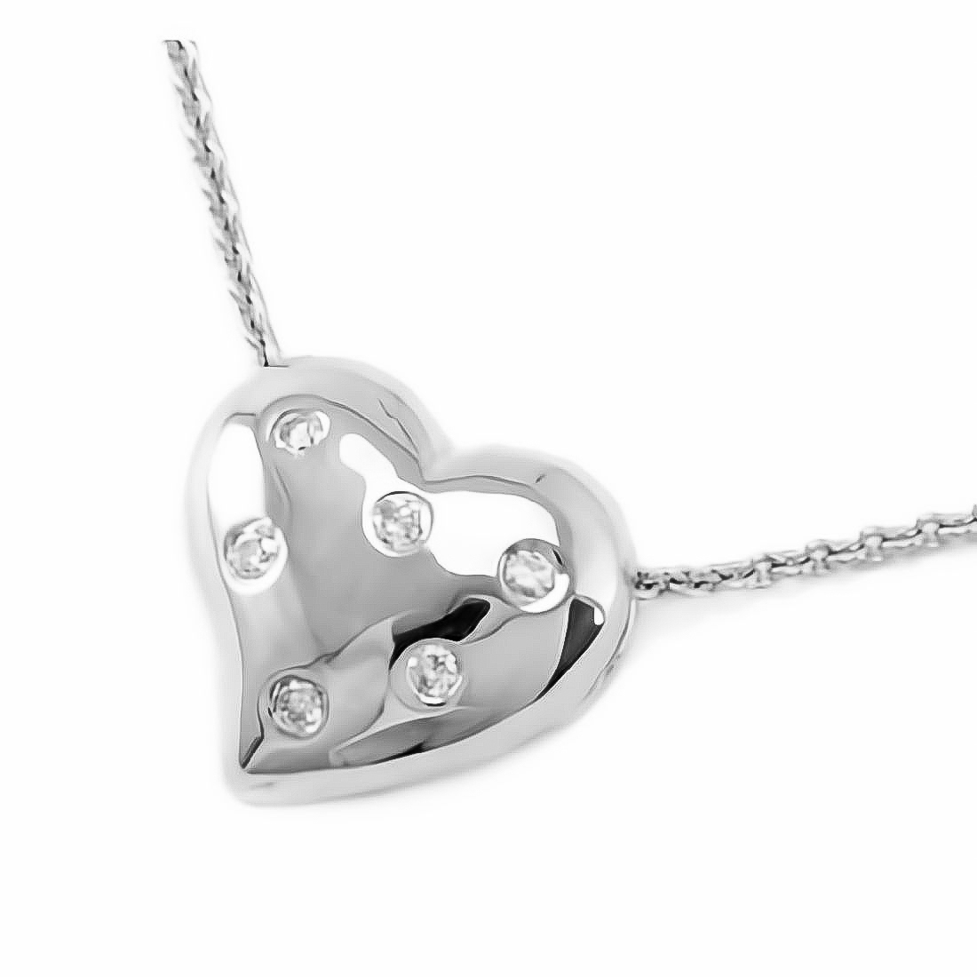 Fine Diamond Heart Pendant Necklace Solid 14k White Gold