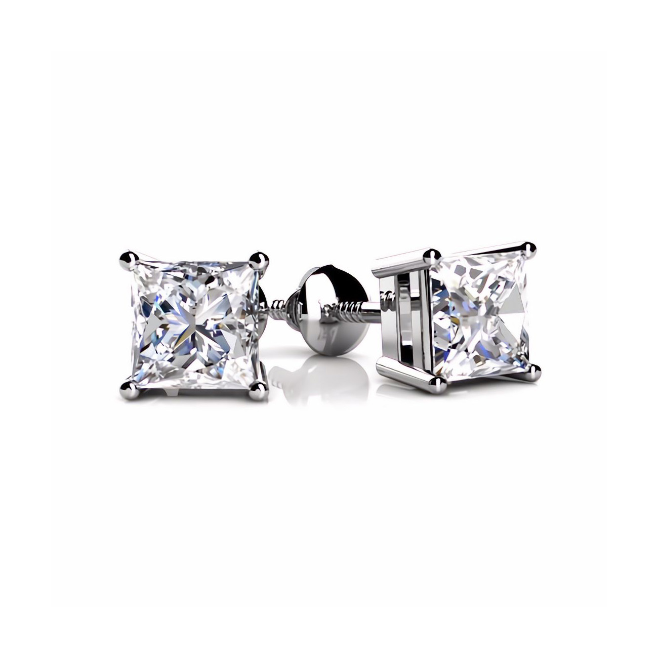 3/4 Carat Princess-Cut Diamond Classic 4-Prong Stud Earrings