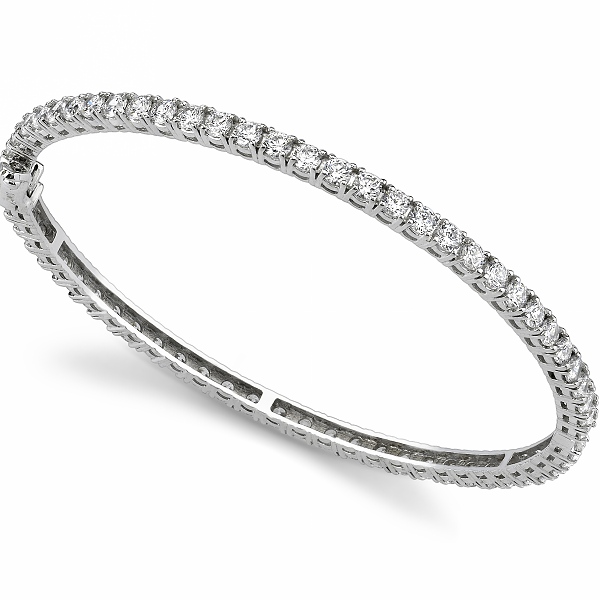 2.5ct Classic Diamond Eternity Bangle Hinged Bracelet 14k White Gold