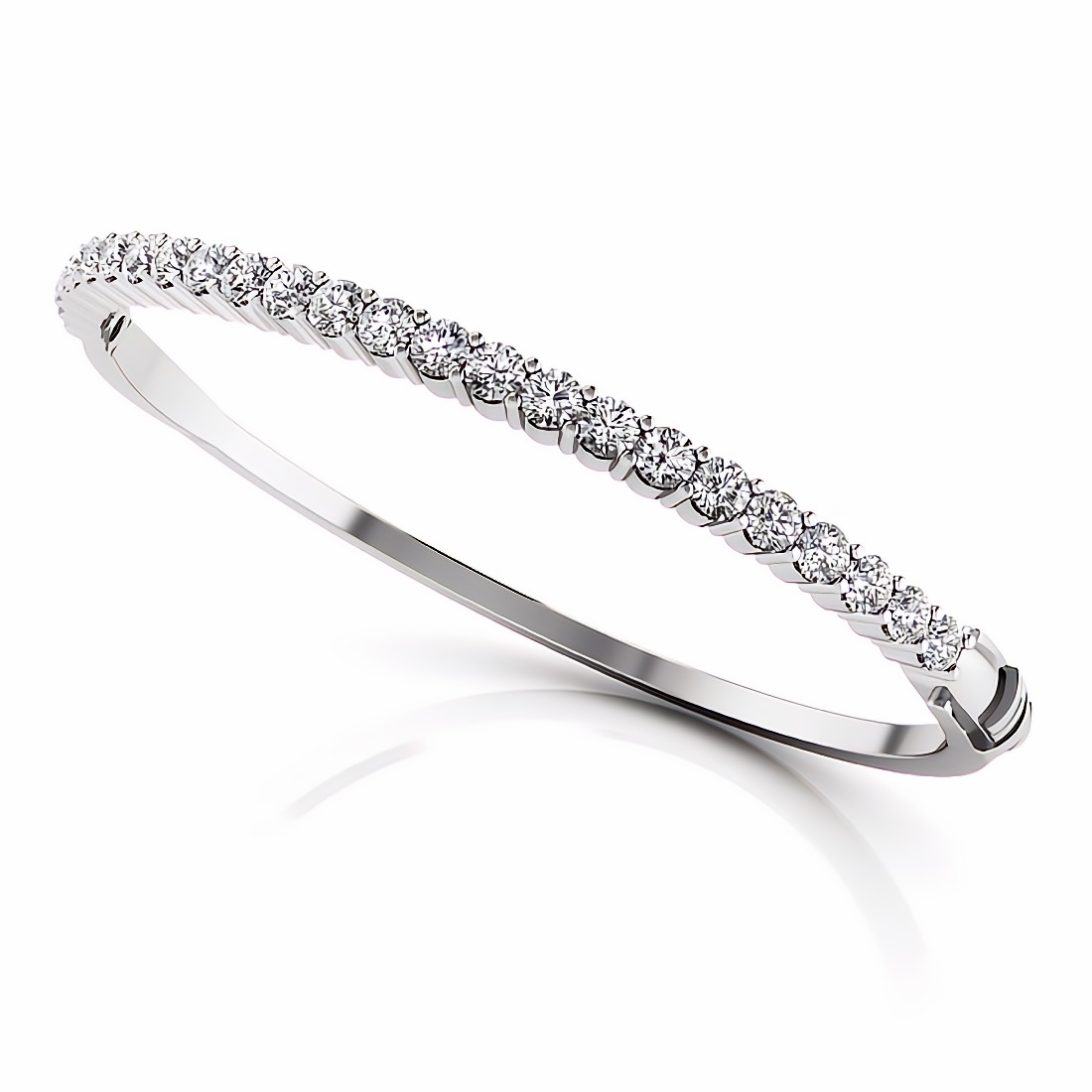 Narrow 10 Diamond Bangle Bracelet 14k white gold