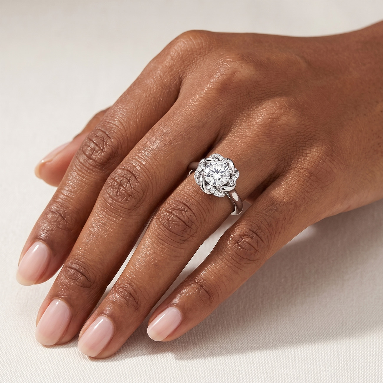 Twisted Halo Diamond Engagement Ring Setting