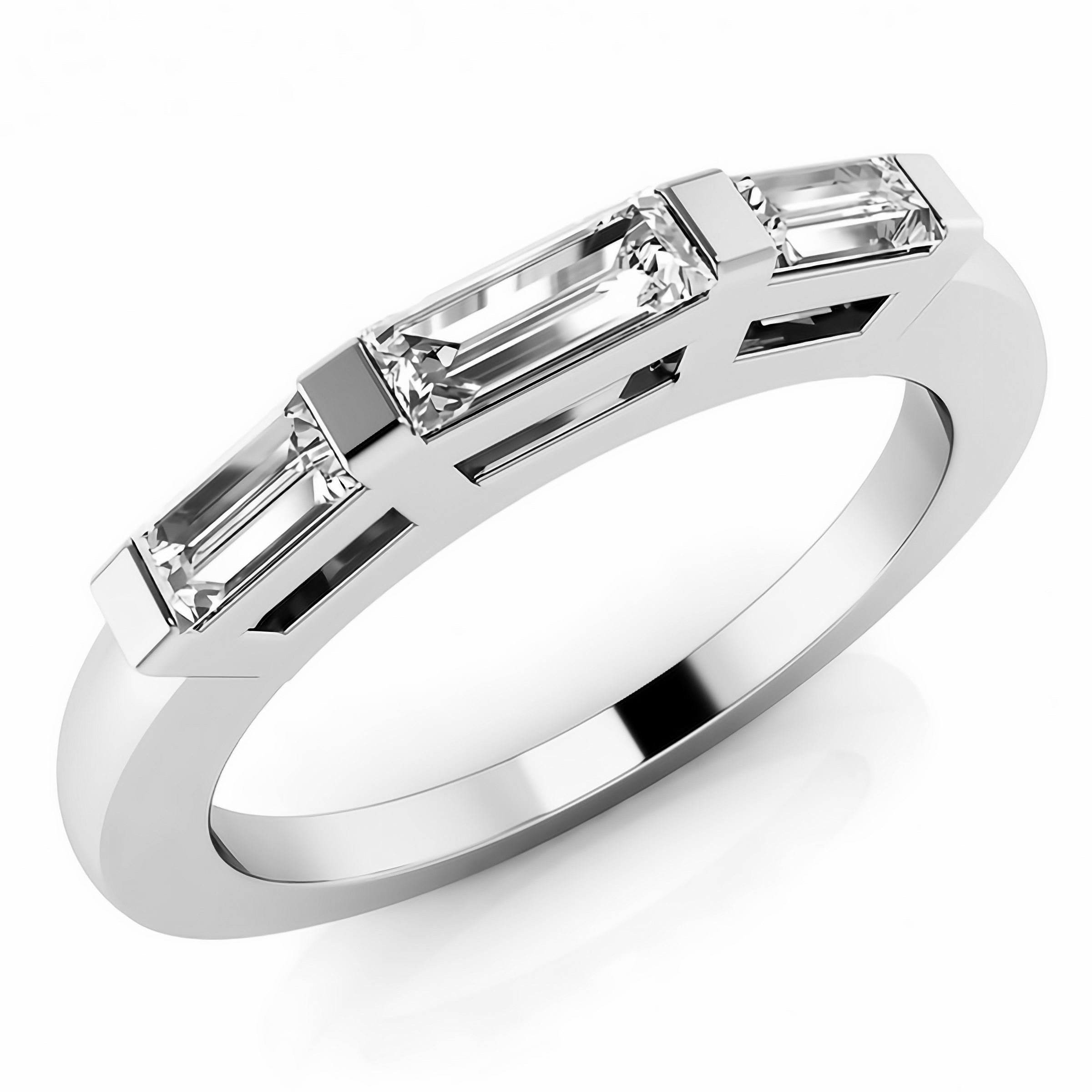 Stone Ring With Baguettes Style 103364: Manhattan Three Stone