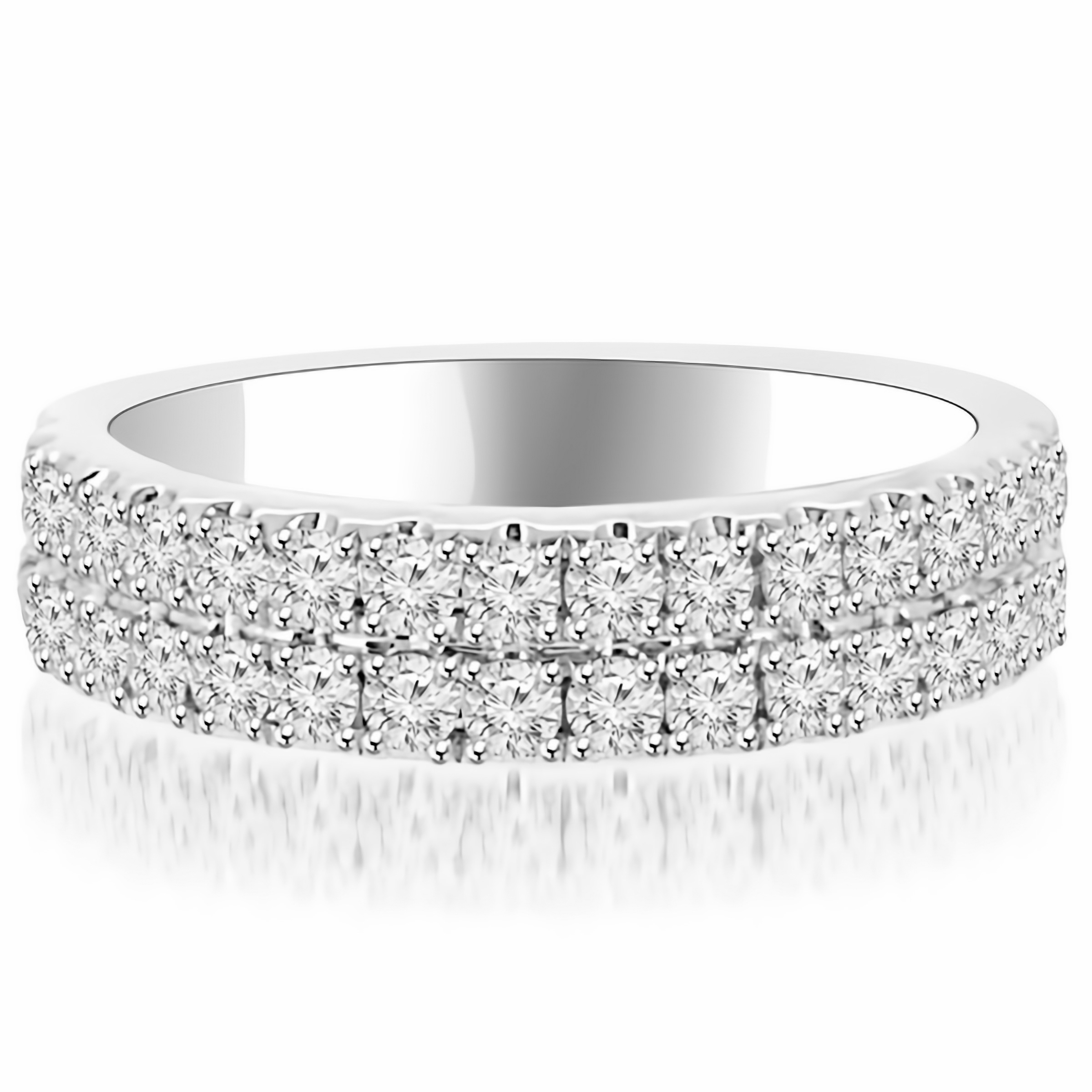 0.8 Carat Fine Diamond Double 2 Row Wedding Band Ring