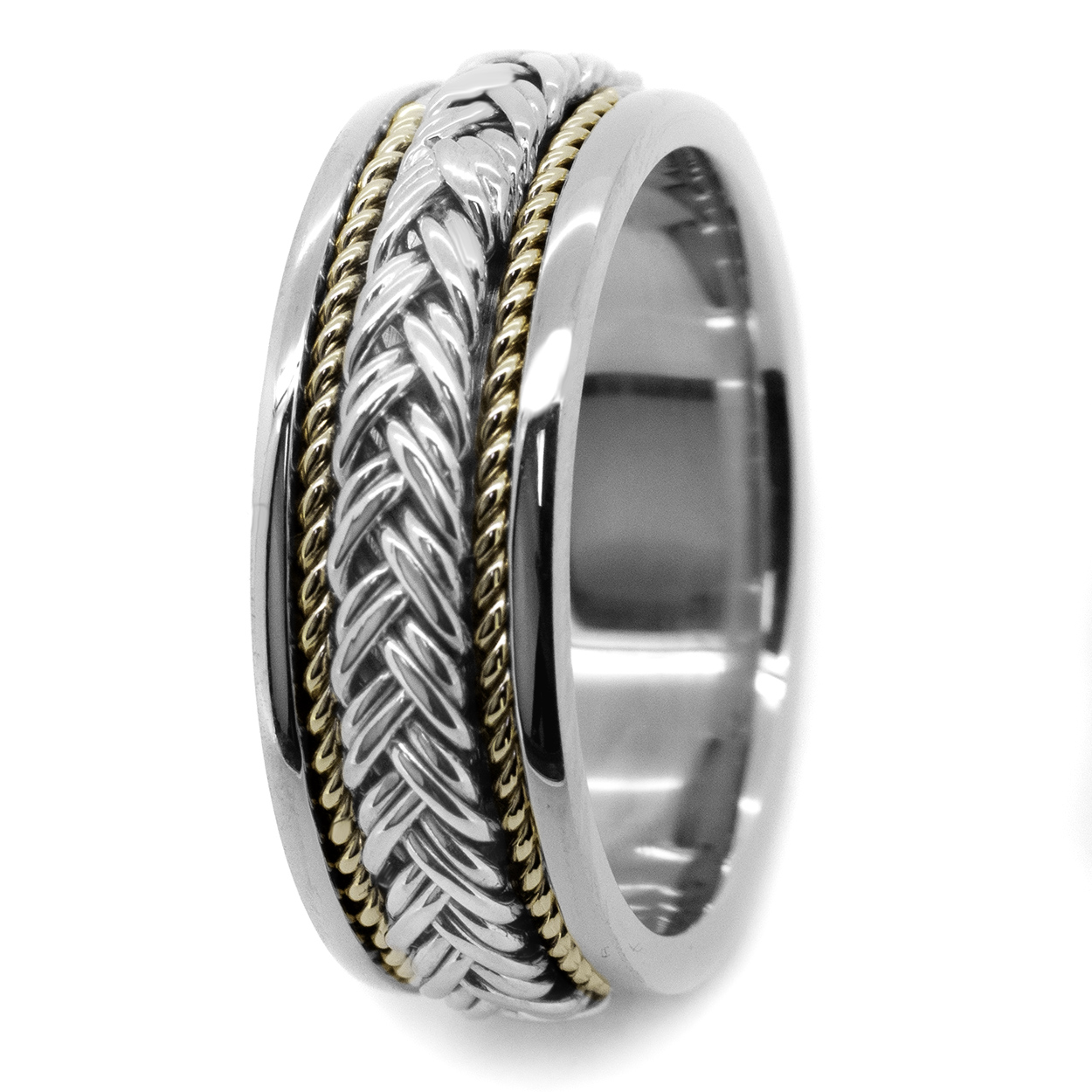 Wire-Braid Handmade Wedding Band 18k 2 Tone Gold Ring