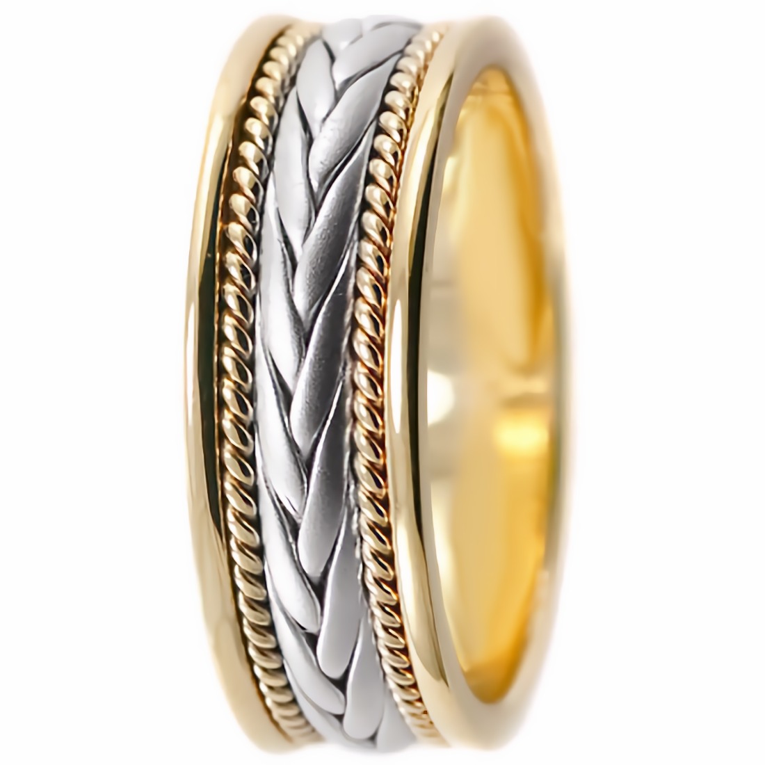 Braided Weave Handmade Wedding Band 18k Two Tone Gold Ring