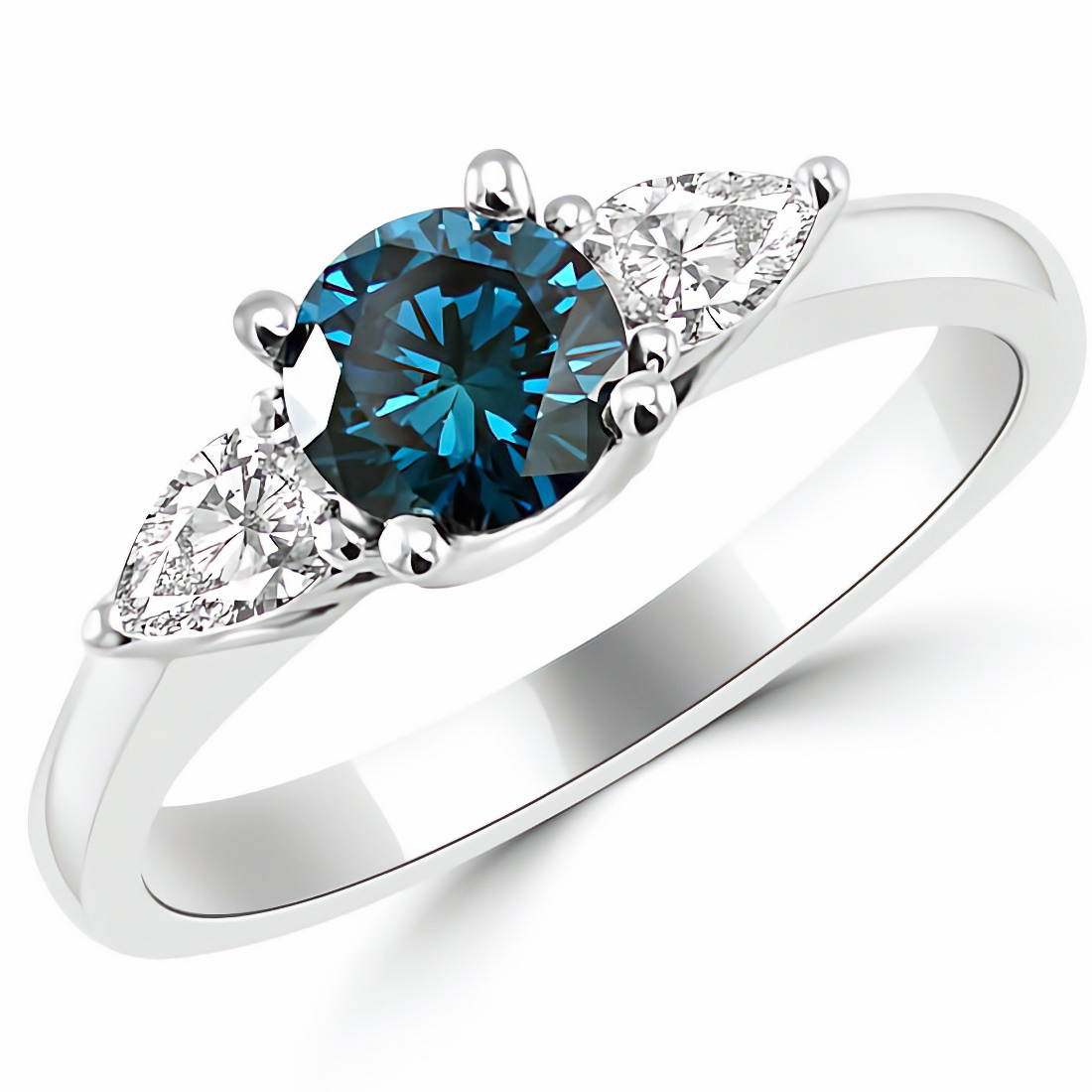 1.08ct VS1 3-Stone Blue & White Diamond Engagement Ring