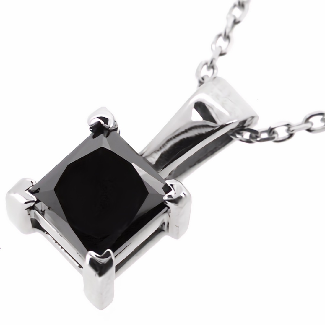 princess cut black diamond necklace