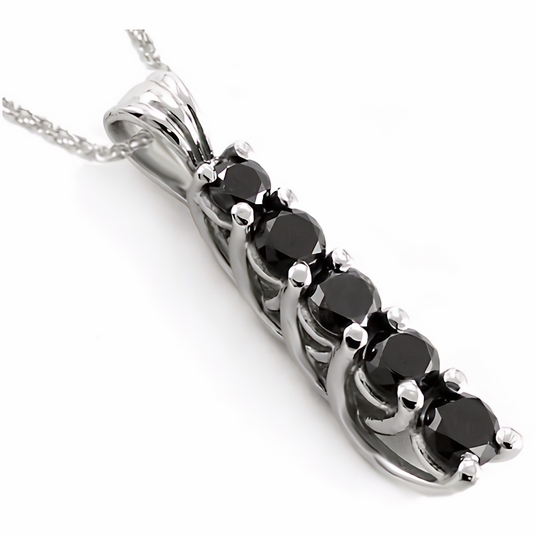 織り柄チェック 0.50 Carat Black Diamond Fancy Journey Designer Pendant Necklace  18