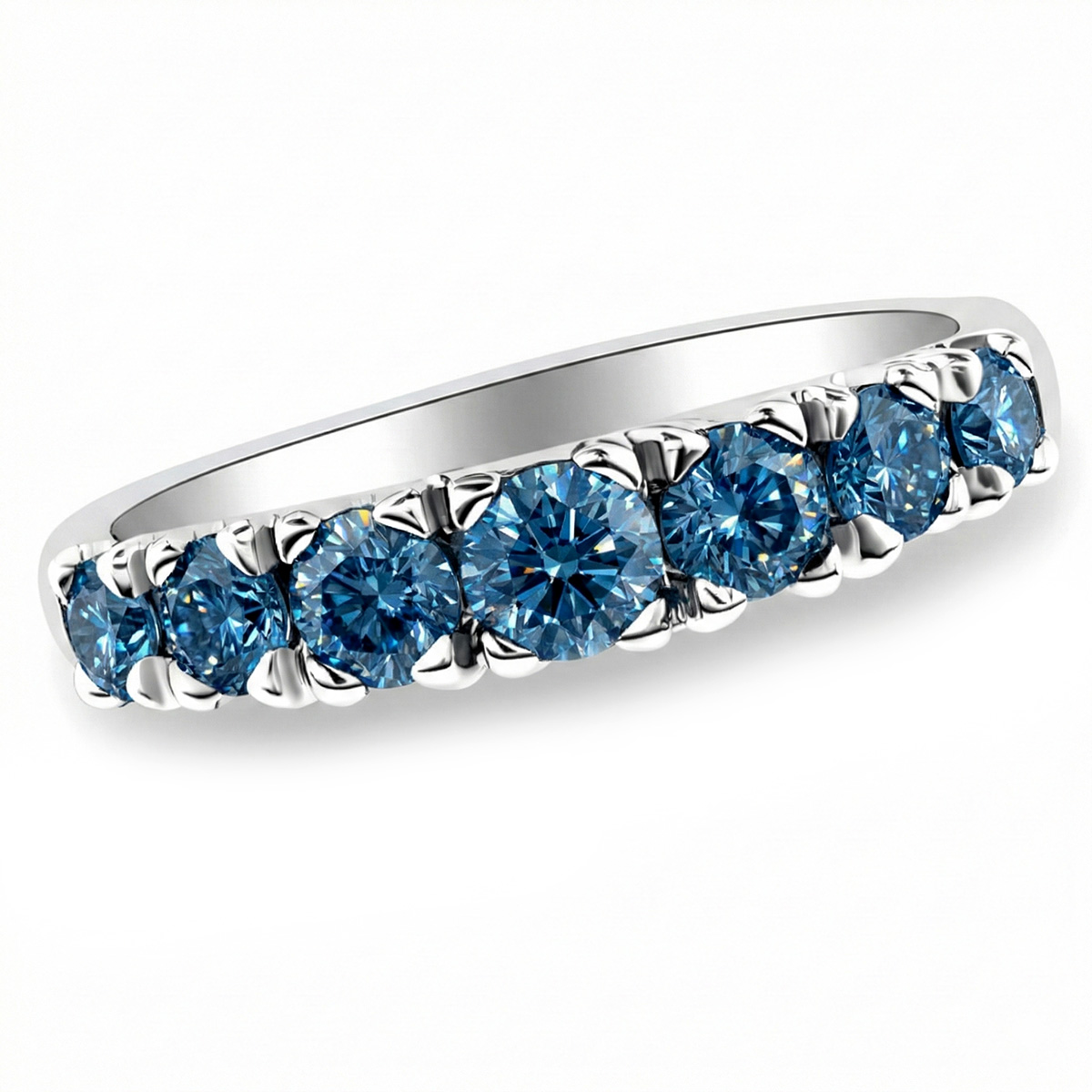 Cannes Size 7 Silver Tone Ring with Blue Stone Buy Artisan Crafted Tanzanian Blue Spinel 3 Stone Ring in  main image 4