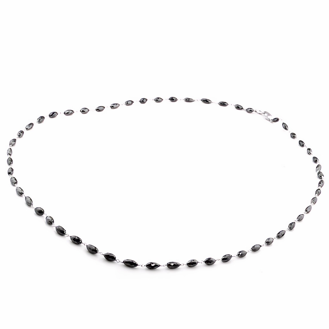 18.85ct Black Diamond Rosary Faceted Bead Necklace 14k Gold