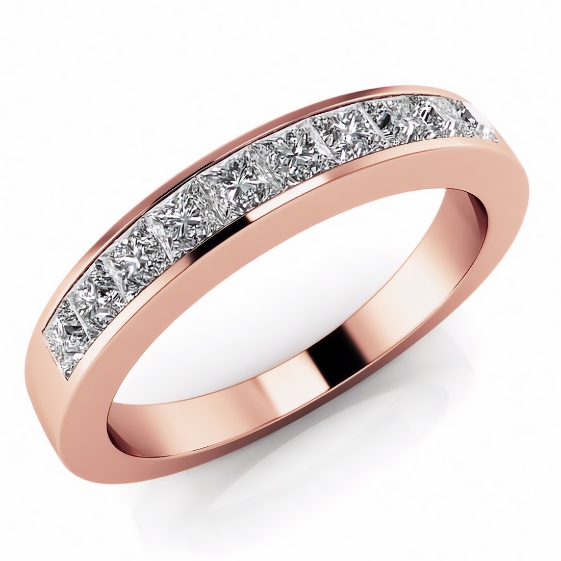 Channel-Set Princess Cut Diamond Bridal Ring Wedding Band