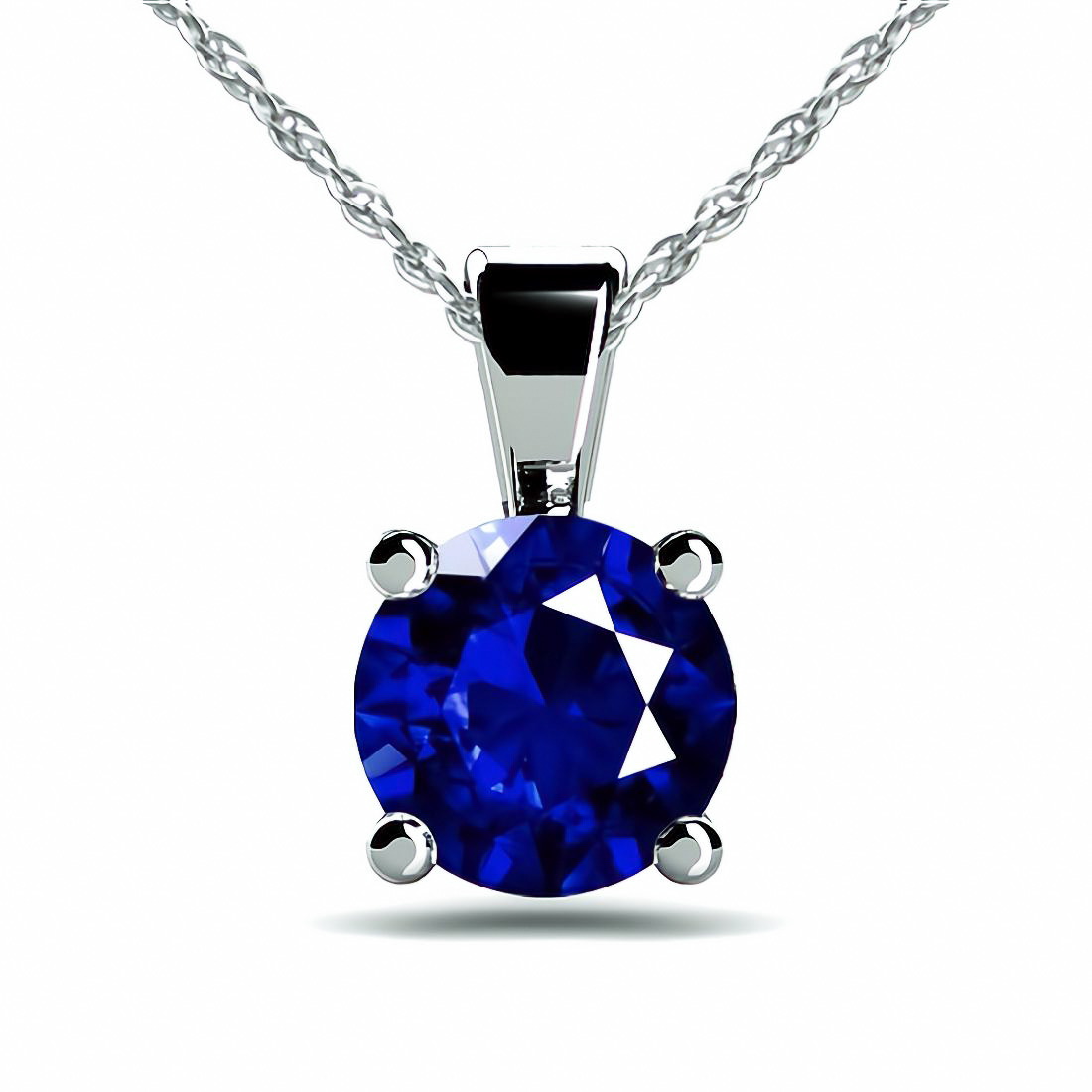 1 Carat Blue Sapphire Solitaire Pendant Necklace 14k Gold