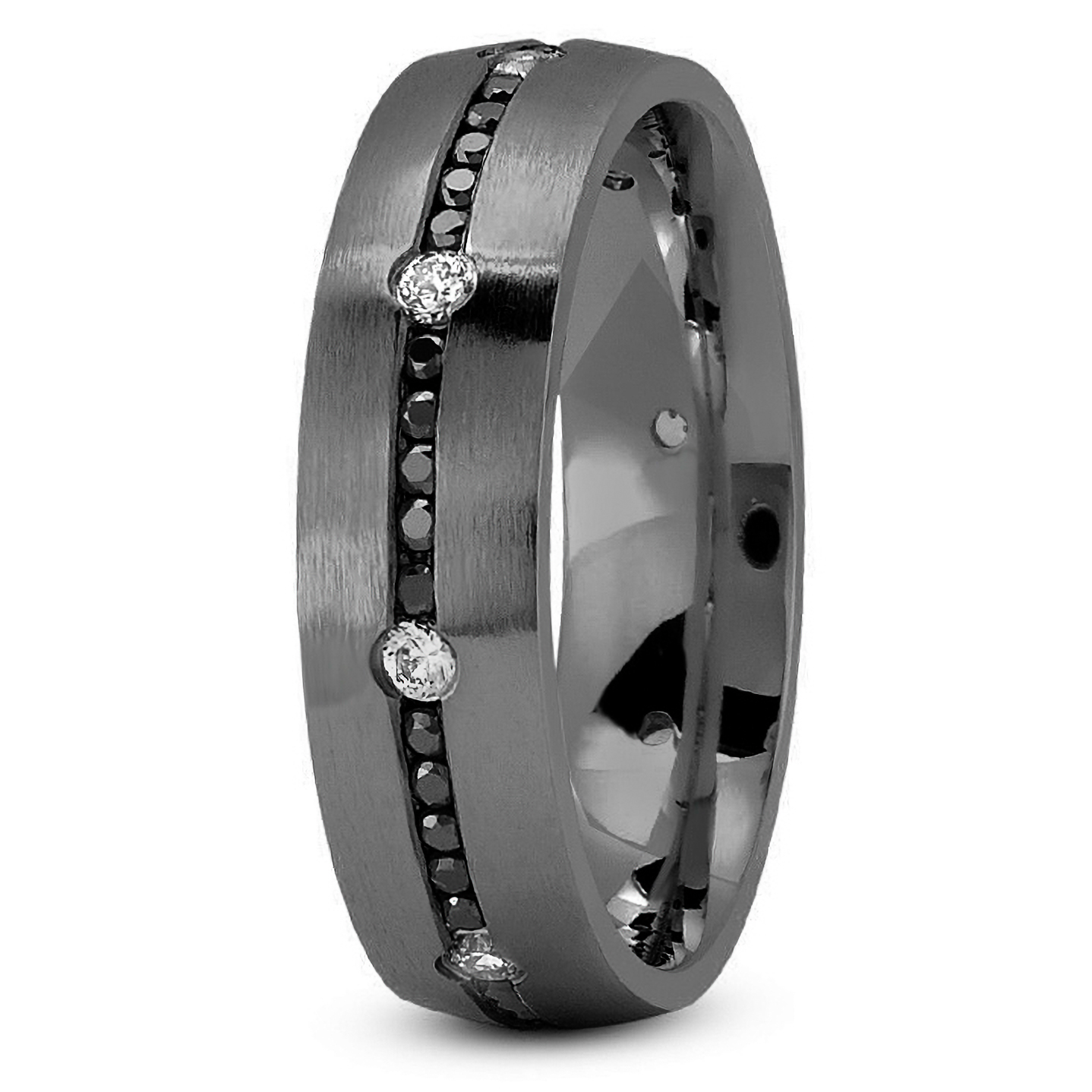 0.70ct Black and White Diamond Men's Wedding Ring Eternity Band, image size:1438x1438