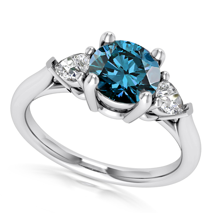 VS1 Blue & White Diamond Three Stone Engagement Ring