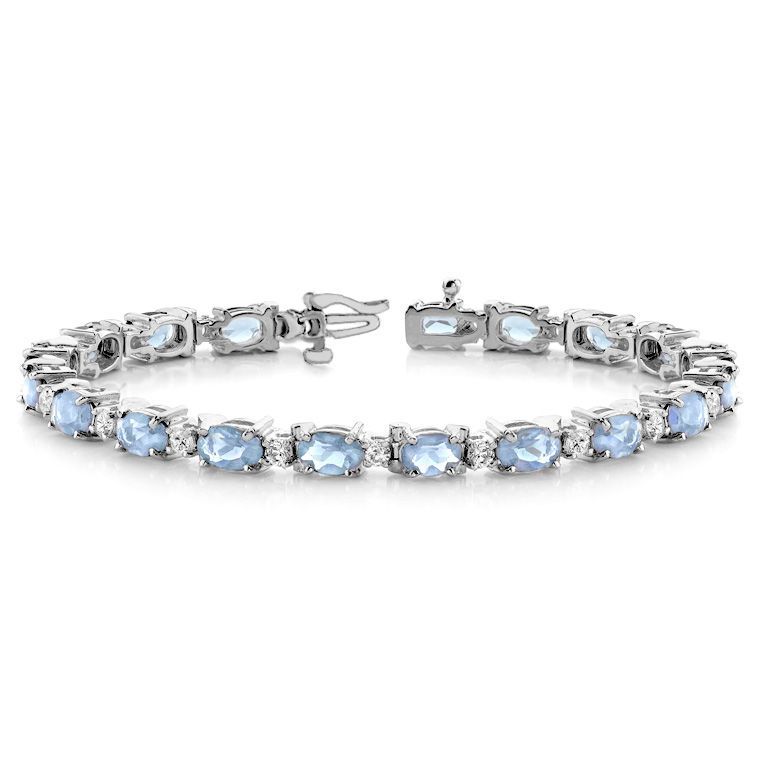 Aquamarine and Diamond Tennis Bolo Bracelet | Angara