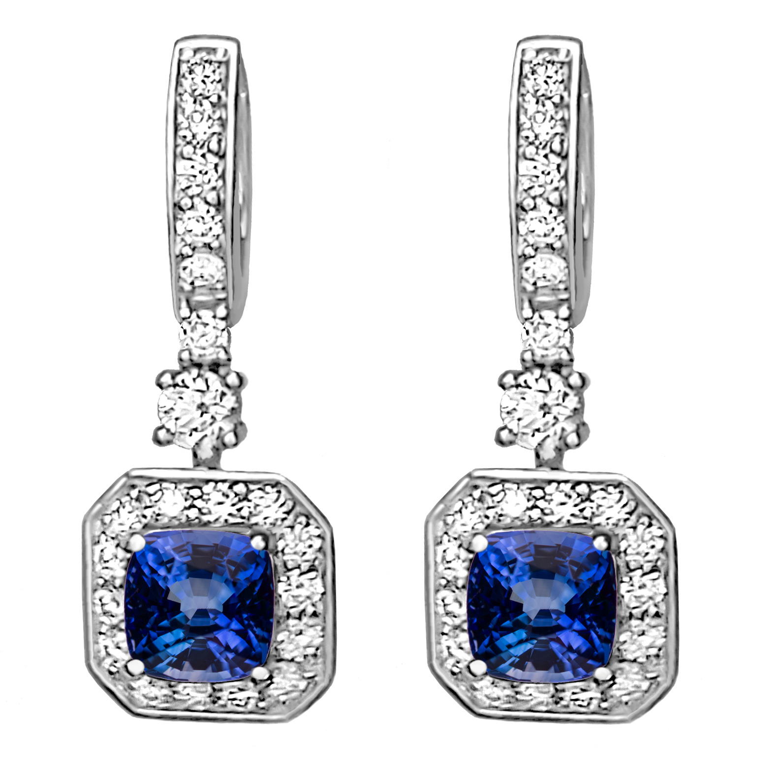 Custom Diamond And Blue Sapphire Stud Earrings #102178 - Seattle Bellevue |  Joseph Jewelry