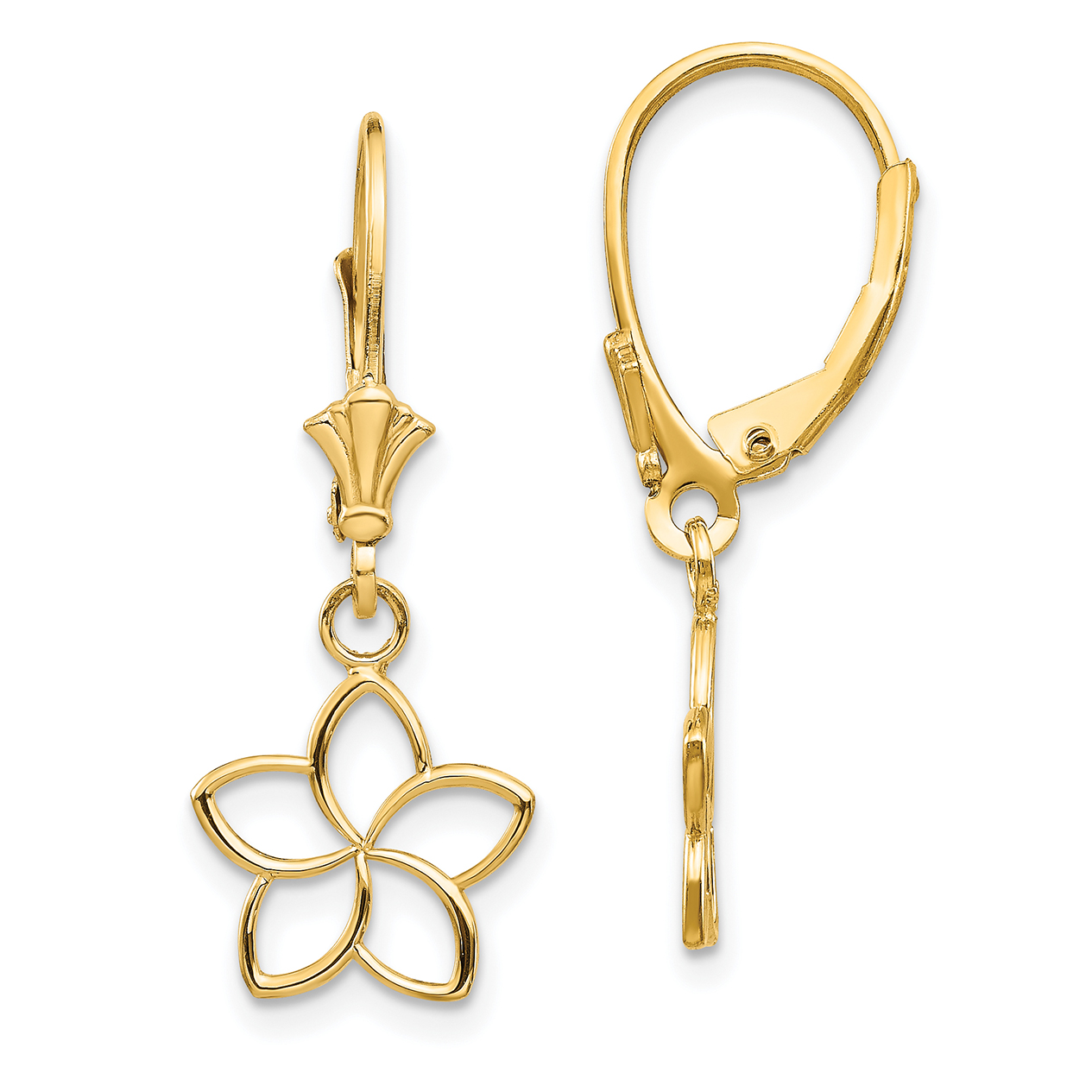 Cystal Leverback Floral Earrings In Gold
