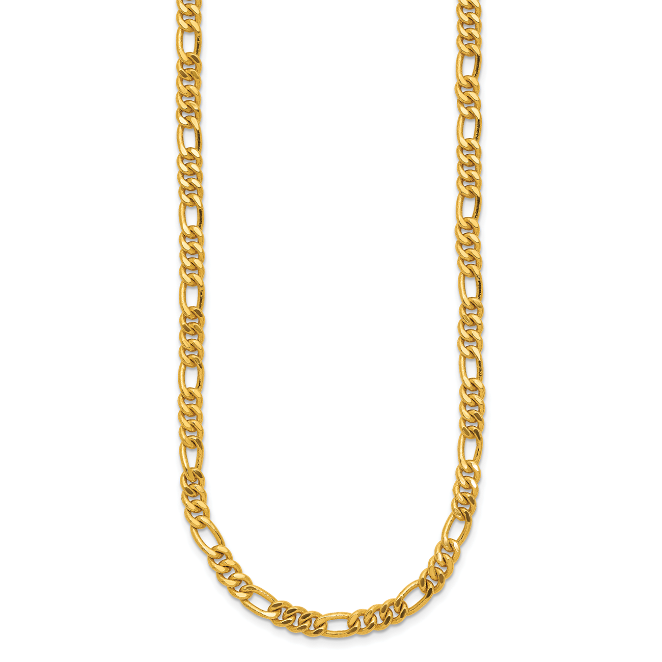 Pure 24k Yellow Gold Men's Figaro Chain Necklace 20