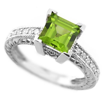 Green Peridot Engagement Ring