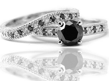 Matching Black Diamond Ring Set