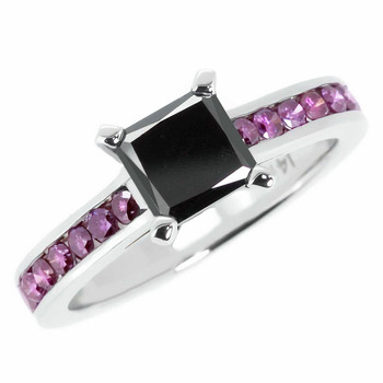 Princess Cut Black & Purple Diamond Engagement Ring
