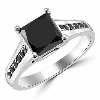 1.95 Carat Princess-Cut Black Diamond Engagement Ring