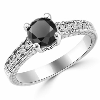1.4 Carat Vintage-Style Black Diamond Engagement Ring