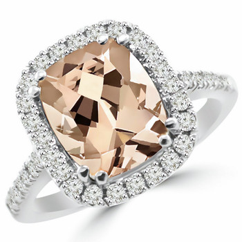 Pink Morganite Engagement Ring,8mm Cushion Cut Stone,Solid 14K Rose Gold,Split  Shank Band | Amazon.com