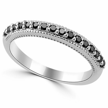 0.26ct Antique Style Fancy Black Diamond Wedding Band Ring