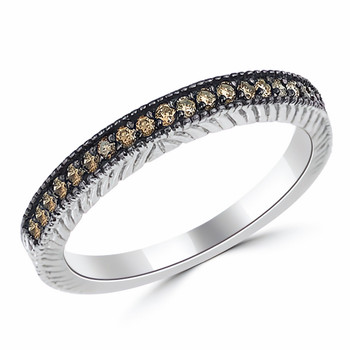 Champagne Brown Diamond Vintage Style Wedding Ring Band