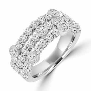 3-Row Prong & Bezel Set Diamond Cocktail Fashion Ring