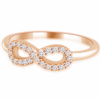 Fine Diamond Infinity Promise Fashion Ring 14k Rose Pink Gold