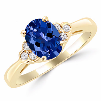 1.24ct Oval Tanzanite & Diamond Engagement Bridal Ring