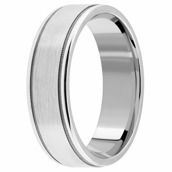 Satin/Brushed & Polished Wedding Band Ring 14k Gold