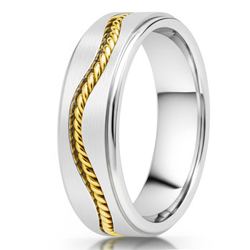 Handmade Twisted Rope Platinum & 18k Gold Wedding Band