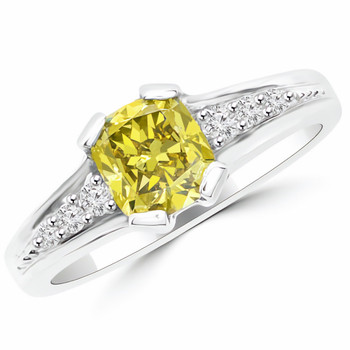 1.17ct Cushion-Cut Yellow Diamond Engagement Ring