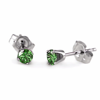 Natural Green Sapphire Stud Earrings with Diamond Accents