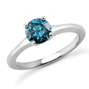 VS1 Fancy Blue Diamond Tapered Solitaire Engagement Ring