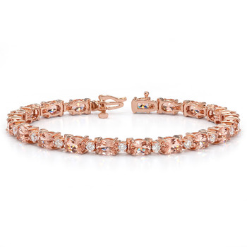 IRIEBEACH ブレスレット　ピンクゴールド 15ct Oval Peach Pink Morganite & Diamond Bracelet 14k Rose Gold