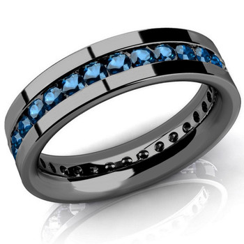 Mens Modern 14K White Gold 3.0 Ct Princess Certified Blue Diamond Wedding  Ring R1132-14KWGVVSBLD | Decorum Jewelry