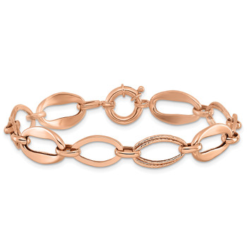 10K Rose Gold Puff Mariner Anchor Link Mens Bracelet 8mm 8