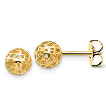 14K Yellow Gold 8.5mm Half Ball Stud Earrings