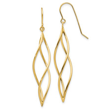 Long Twisted 14k White Gold Dangle Earrings