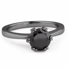 Fancy Black Diamond Solitaire Engagement Ring 6-Prong Style