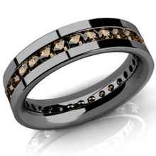 Fancy Brown Diamond Men's Eternity Wedding Band 14k Black Gold Ring