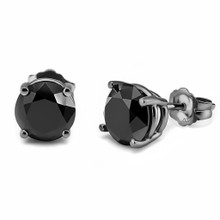 3.60ct Black Diamond 14k Black Gold Stud Earrings