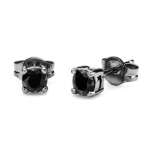 Half Carat Black Diamond Stud Earrings Black Gold